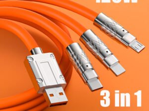 Universal 3-in-1 USB Charging Cable – 120W Fast Charging for iPhone, Android, Type-C Devices
