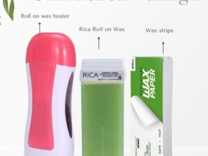 Rica Waxing Kit for Women – 3-in-1 Roll-On Wax System with Strawberry for Sensitive Skin